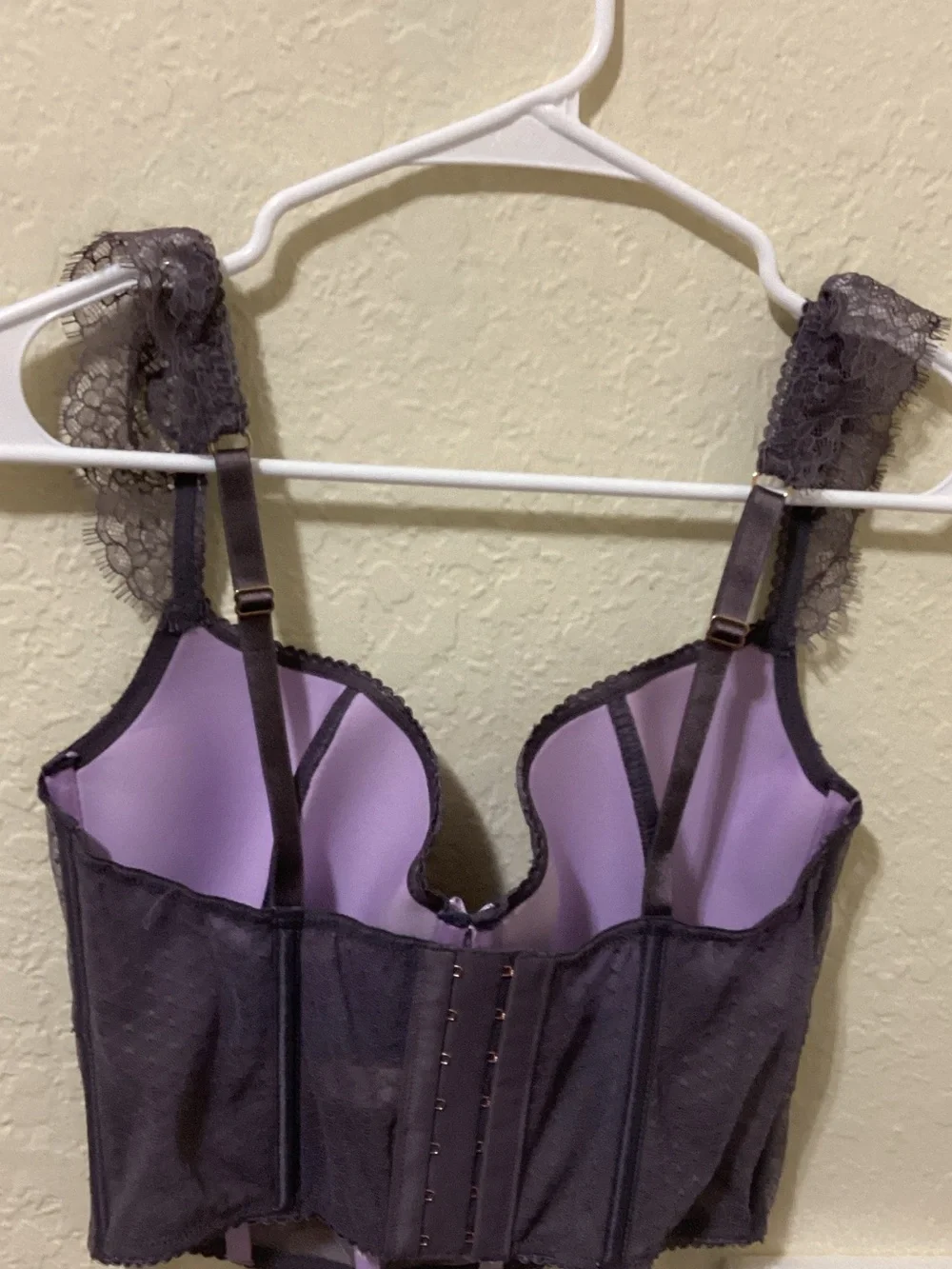 Victoria's Secret Lavender and Charcoal Lace Longline Bra